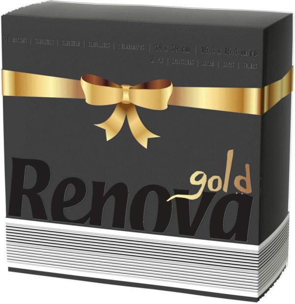 Renova Servilletas de papel Negras- 40 Servilletas Tamaño Grande Renova Servilletas de papel Negras- 40 Servilletas Tamaño Grande