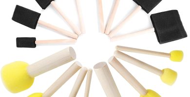 Esponja Cepillo Conjunto De Herramientas De Pintura Esponjas De Pintura Redondas Con Mango Madera Cepillo De Esponja Espuma Punta Pinceles De Espuma Para Pintura Niños Redondo Espuma Cepillo,16 Piezas