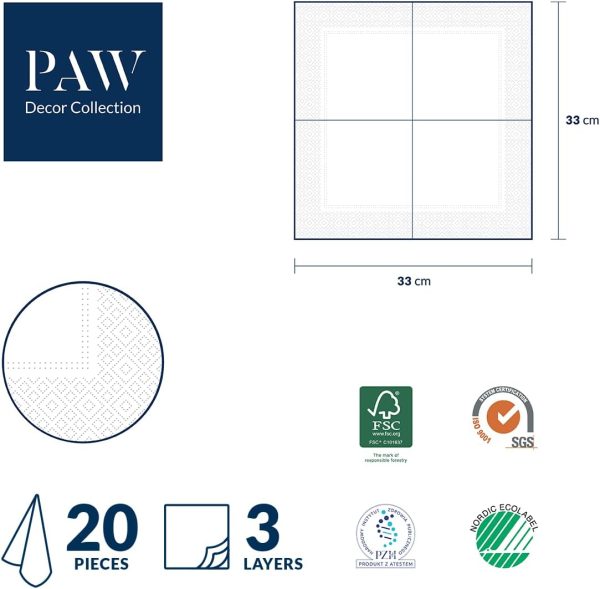 PAW - Servilletas Papel 3 Capas (33 x 33 cm) PAW - Servilletas Papel 3 Capas (33 x 33 cm)