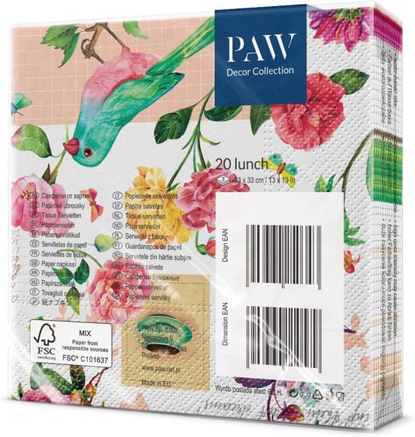 PAW - Servilletas Papel 3 Capas (33 x 33 cm) Floral Poetry PAW - Servilletas Papel 3 Capas (33 x 33 cm) Floral Poetry