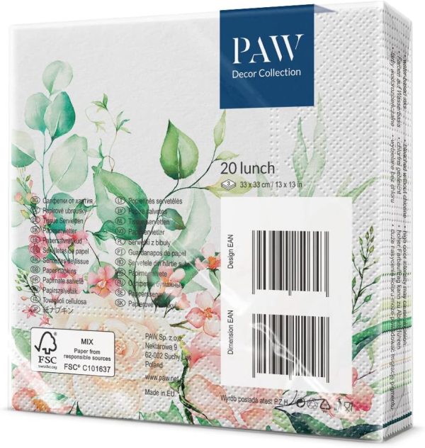 PAW - Servilletas Papel 3 Capas (33 x 33 cm) Floral Moments PAW - Servilletas Papel 3 Capas (33 x 33 cm) Floral Moments