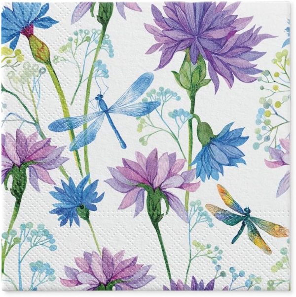 PAW - Servilletas Papel 3 Capas (33 x 33 cm) Flower With Dragonfly PAW - Servilletas Papel 3 Capas (33 x 33 cm) Flower With Dragonfly