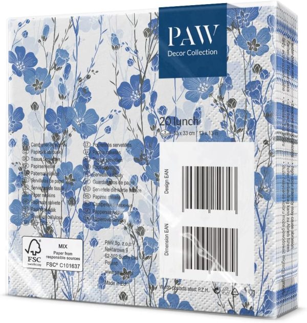 PAW - Servilletas Papel 3 Capas (33 x 33 cm) Flax Plants PAW - Servilletas Papel 3 Capas (33 x 33 cm) Flax Plants