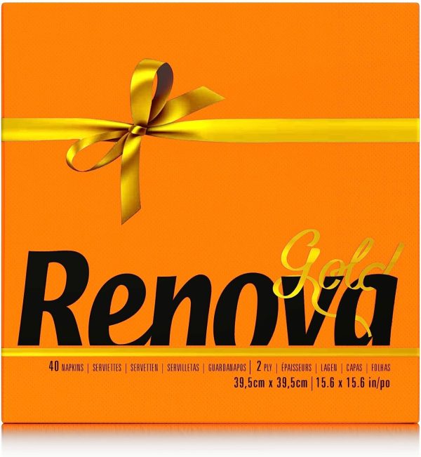 Renova Servilletas de papel Gold Naranjas - 40 Servilletas Tamaño Grande Renova Servilletas de papel Gold Naranjas - 40 Servilletas Tamaño Grande