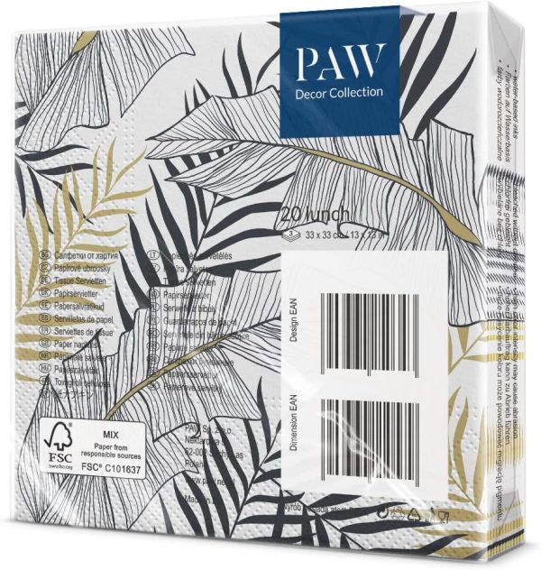 PAW - Servilletas Papel 3 Capas (33 x 33 cm) Exotic Leaves PAW - Servilletas Papel 3 Capas (33 x 33 cm) Exotic Leaves