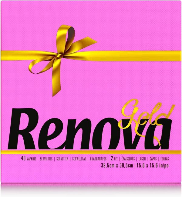 Renova Servilletas de papel Gold Fucsia - 40 Servilletas Tamaño Grande Renova Servilletas de papel Gold Fucsia - 40 Servilletas Tamaño Grande