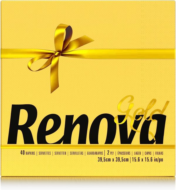 Renova Servilletas de papel Gold Amarillas - 40 Servilletas Tamaño Grande Renova Servilletas de papel Gold Amarillas - 40 Servilletas Tamaño Grande