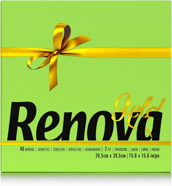 Renova Servilletas de papel Gold Verdes - 40 servilletas Tamaño Grande Renova Servilletas de papel Gold Verdes - 40 servilletas Tamaño Grande